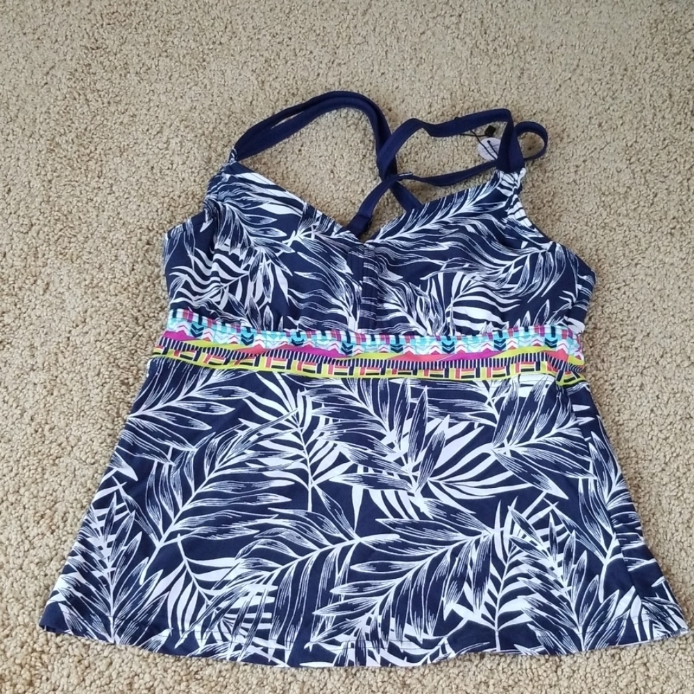 NWT! Jag Size 32DD/DD Tropical Palm Tankini Top